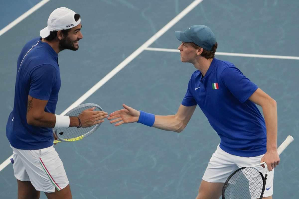 Sinner Berrettini foto insieme allenamento tennis